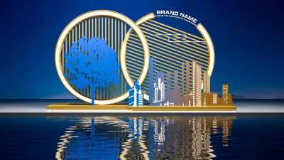 现代户外美陈3D模型下载